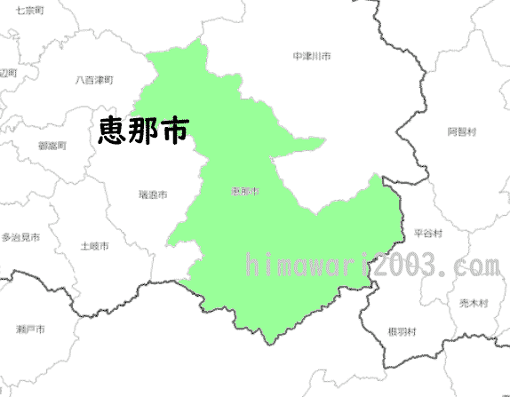 恵那市のマップ