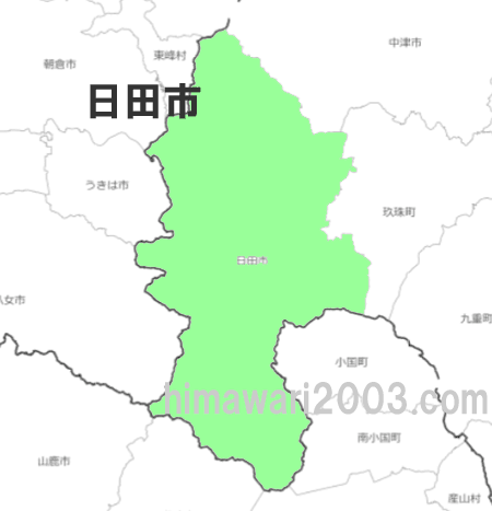 日田市のマップ