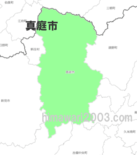 真庭市のマップ