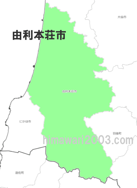由利本荘市のマップ